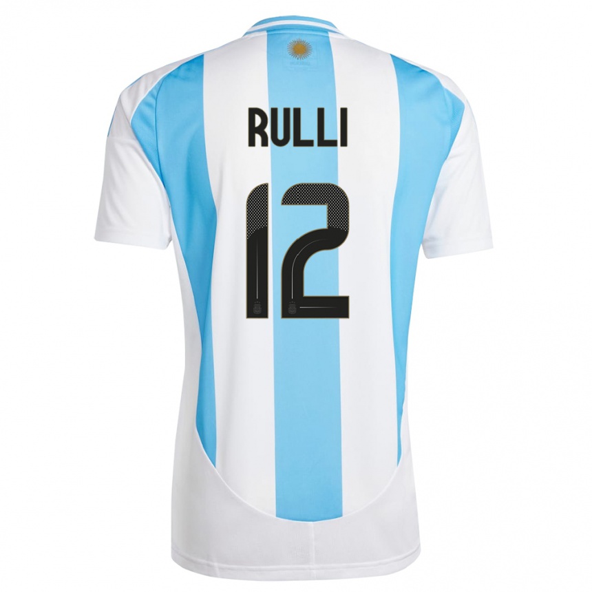 Niño Fútbol Camiseta Argentina Geronimo Rulli #12 Blanco Azul 1ª Equipación 24-26 Perú