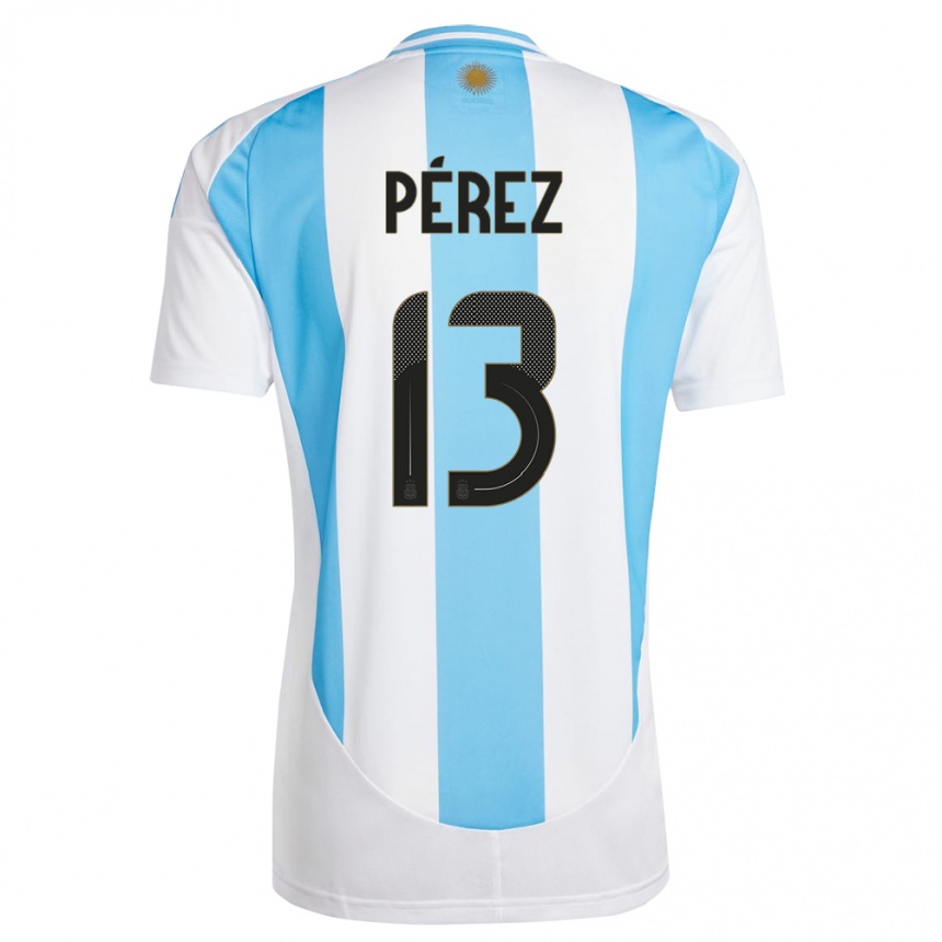 Niño Fútbol Camiseta Argentina Nehuen Perez #13 Blanco Azul 1ª Equipación 24-26 Perú