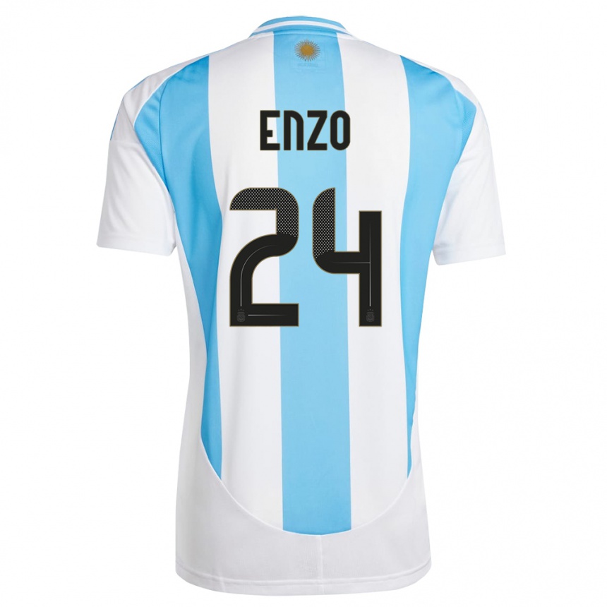 Niño Fútbol Camiseta Argentina Enzo Fernandez #24 Blanco Azul 1ª Equipación 24-26 Perú