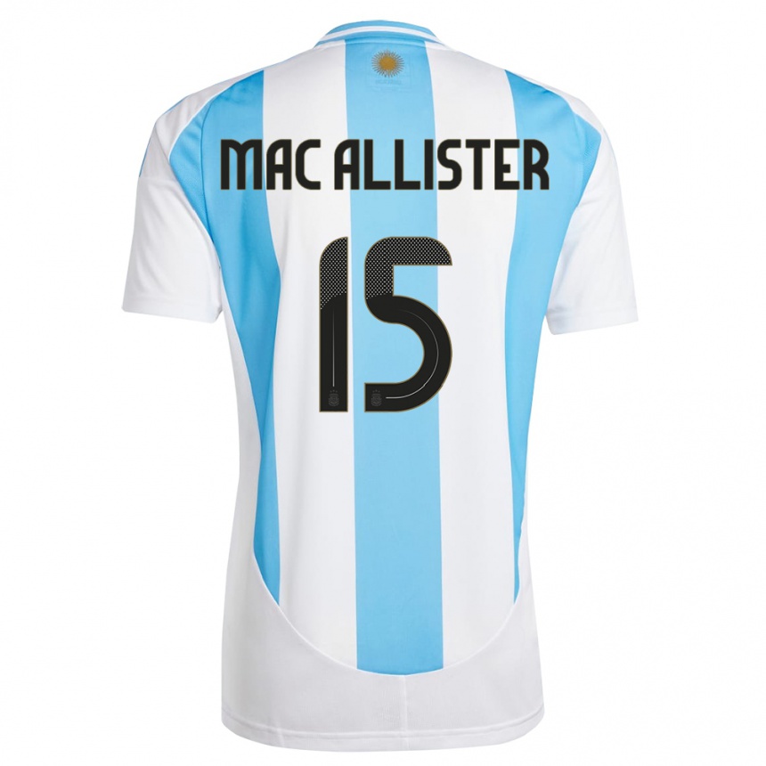 Niño Fútbol Camiseta Argentina Alexis Mac Allister #15 Blanco Azul 1ª Equipación 24-26 Perú