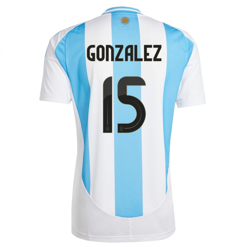 Niño Fútbol Camiseta Argentina Nicolas Gonzalez #15 Blanco Azul 1ª Equipación 24-26 Perú