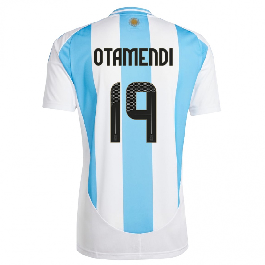 Niño Fútbol Camiseta Argentina Nicolas Otamendi #19 Blanco Azul 1ª Equipación 24-26 Perú