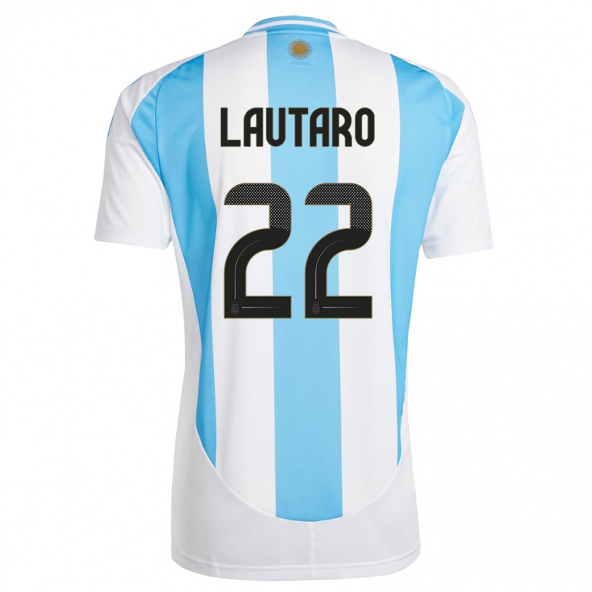 Niño Fútbol Camiseta Argentina Lautaro Martinez #22 Blanco Azul 1ª Equipación 24-26 Perú