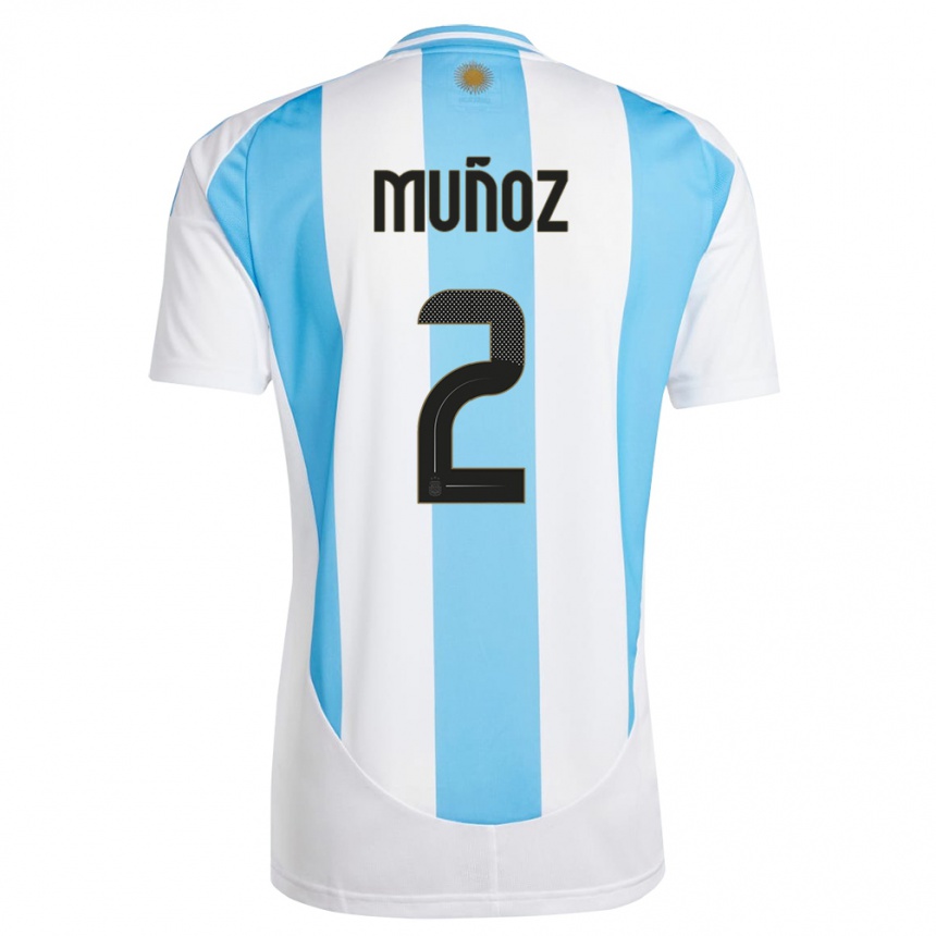 Niño Fútbol Camiseta Argentina Luana Munoz #2 Blanco Azul 1ª Equipación 24-26 Perú