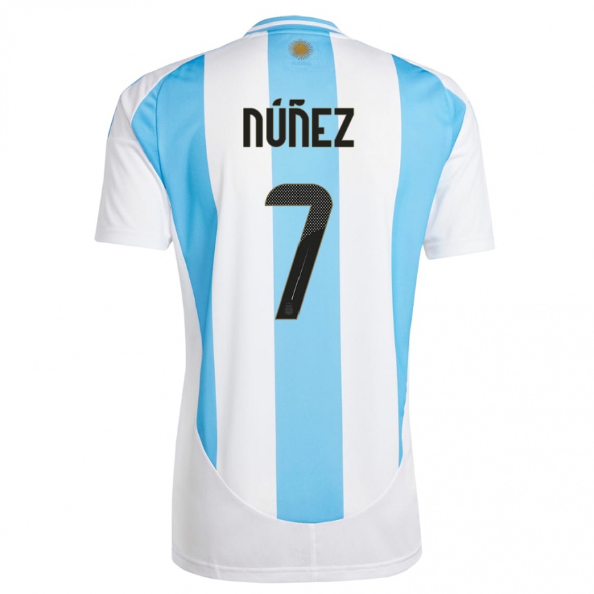 Niño Fútbol Camiseta Argentina Romina Nunez #7 Blanco Azul 1ª Equipación 24-26 Perú