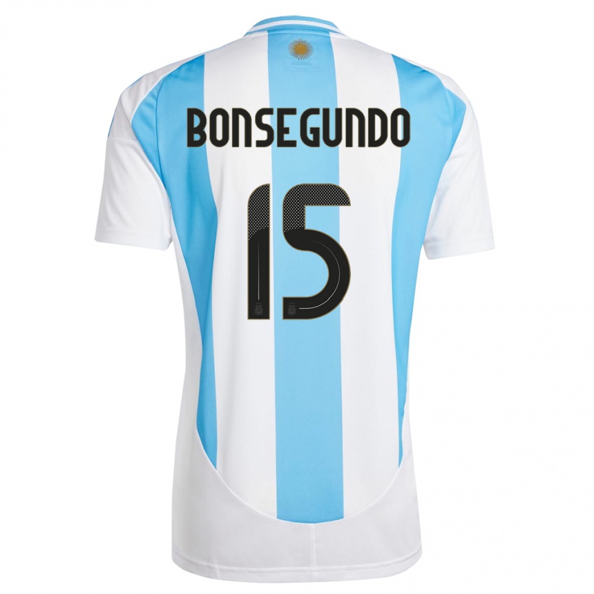 Niño Fútbol Camiseta Argentina Florencia Bonsegundo #15 Blanco Azul 1ª Equipación 24-26 Perú