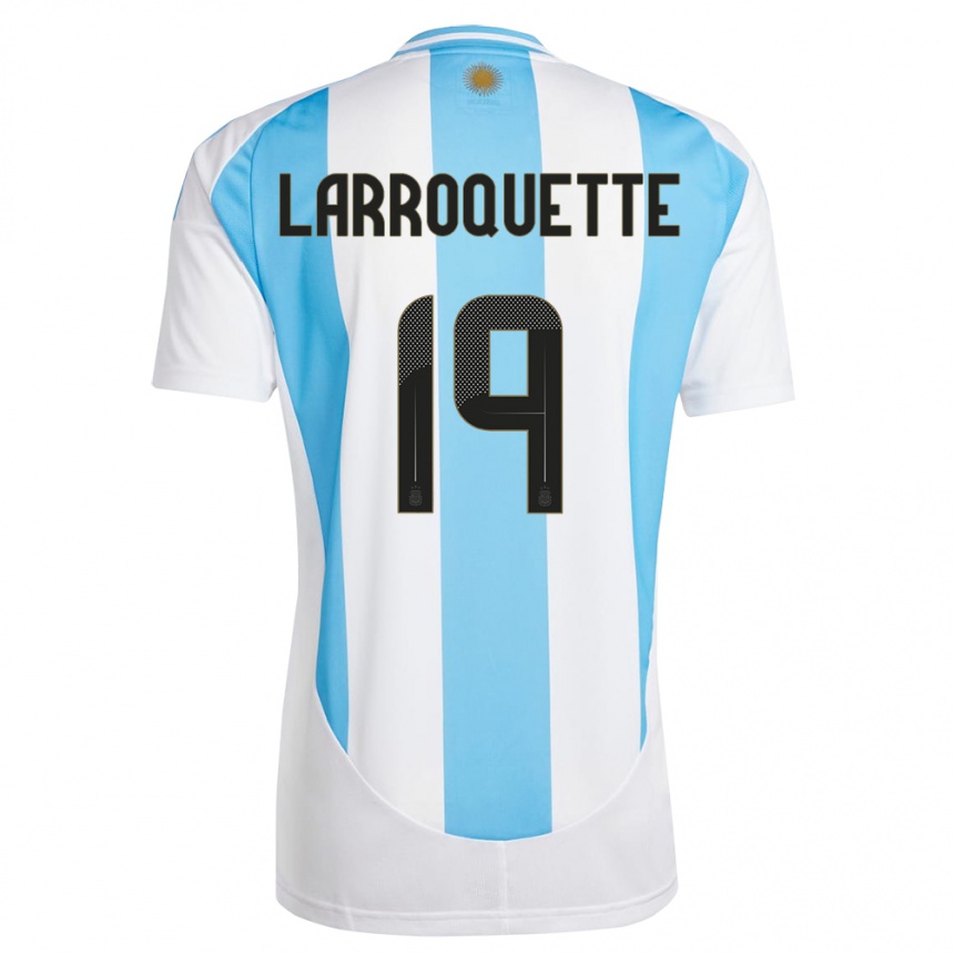 Niño Fútbol Camiseta Argentina Mariana Larroquette #19 Blanco Azul 1ª Equipación 24-26 Perú