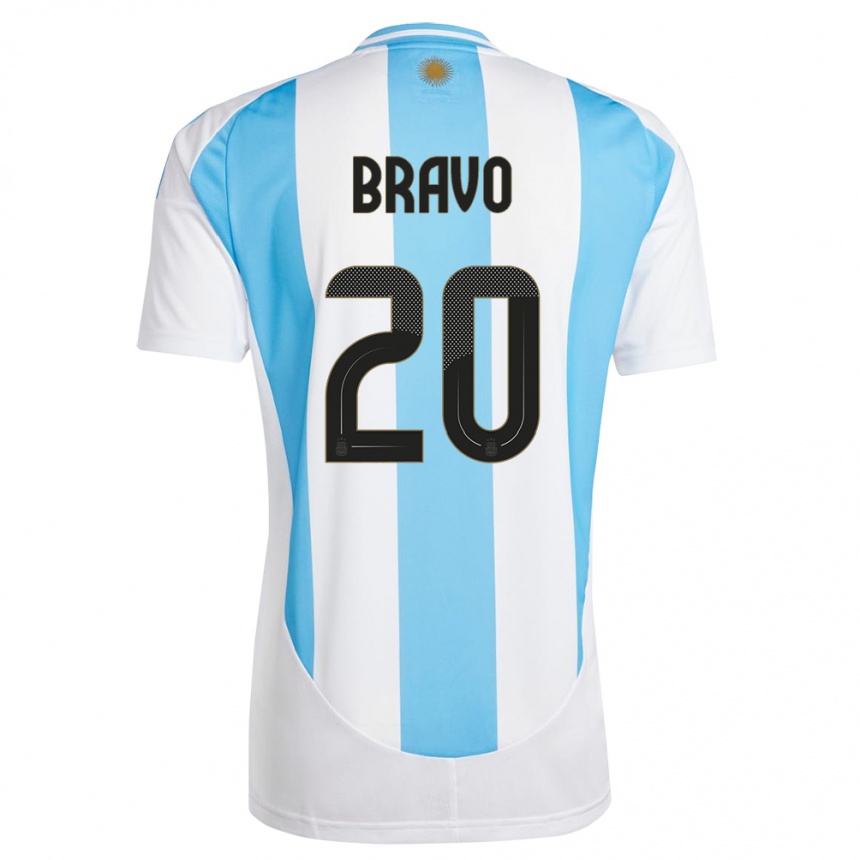 Niño Fútbol Camiseta Argentina Ruth Bravo #20 Blanco Azul 1ª Equipación 24-26 Perú