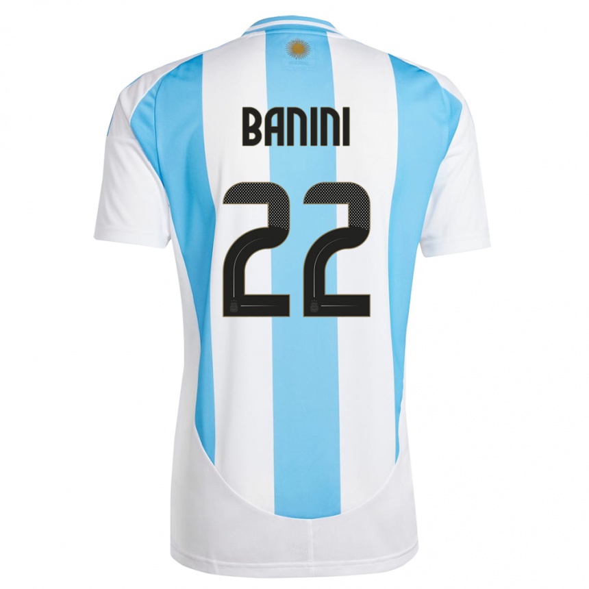 Niño Fútbol Camiseta Argentina Estefania Banini #22 Blanco Azul 1ª Equipación 24-26 Perú