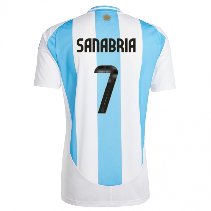 Niño Fútbol Camiseta Argentina Mateo Sanabria #7 Blanco Azul 1ª Equipación 24-26 Perú