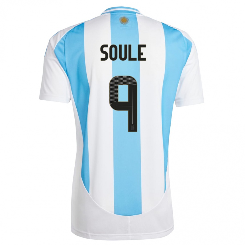 Niño Fútbol Camiseta Argentina Matias Soule #9 Blanco Azul 1ª Equipación 24-26 Perú