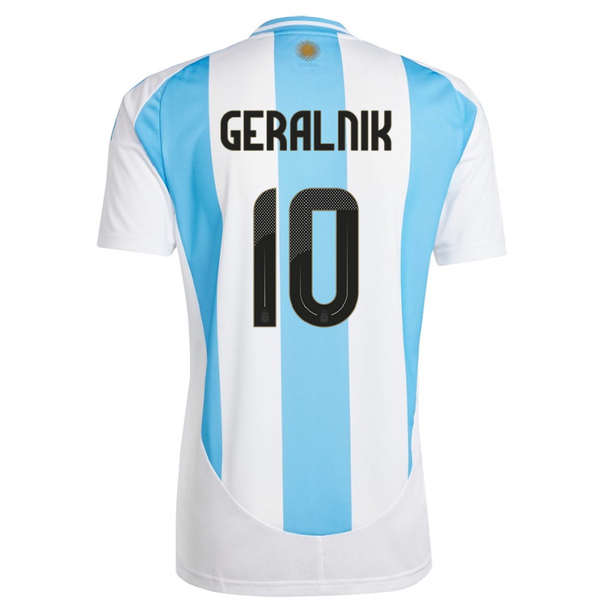 Niño Fútbol Camiseta Argentina Tiago Geralnik #10 Blanco Azul 1ª Equipación 24-26 Perú