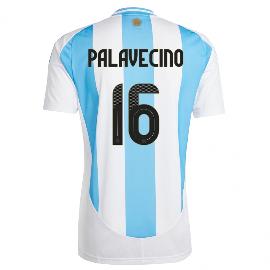 Niño Fútbol Camiseta Argentina Nicolas Palavecino #16 Blanco Azul 1ª Equipación 24-26 Perú