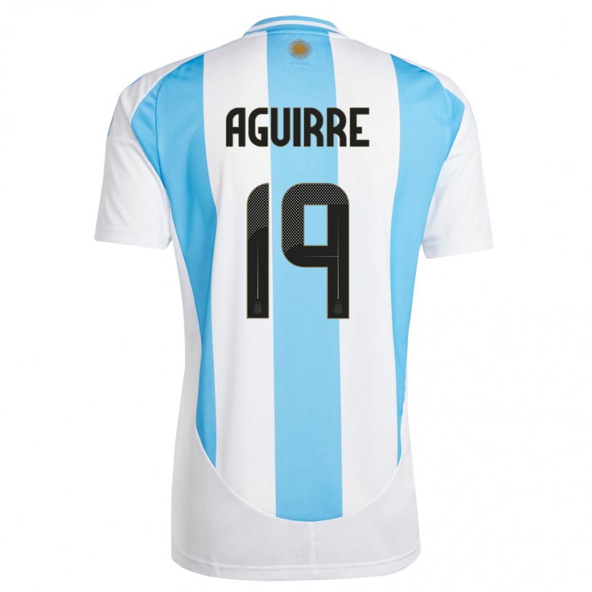 Niño Fútbol Camiseta Argentina Brian Aguirre #19 Blanco Azul 1ª Equipación 24-26 Perú