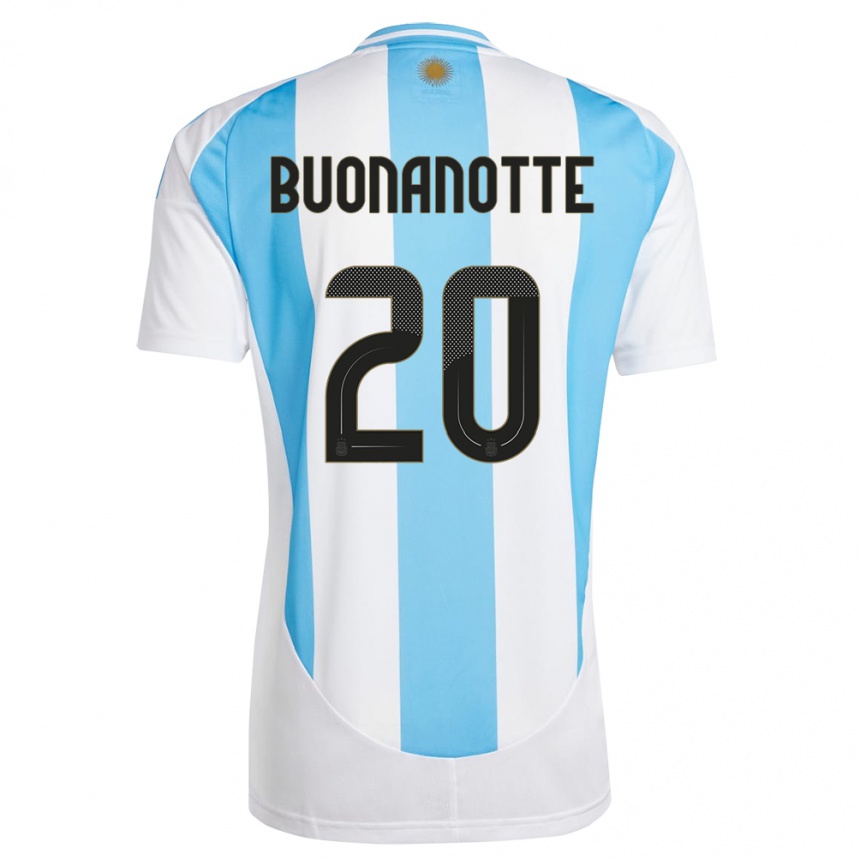 Niño Fútbol Camiseta Argentina Facundo Buonanotte #20 Blanco Azul 1ª Equipación 24-26 Perú