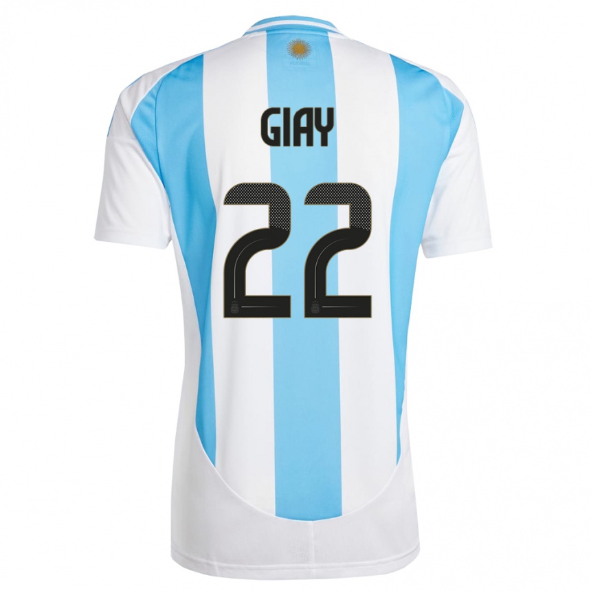 Niño Fútbol Camiseta Argentina Agustin Giay #22 Blanco Azul 1ª Equipación 24-26 Perú