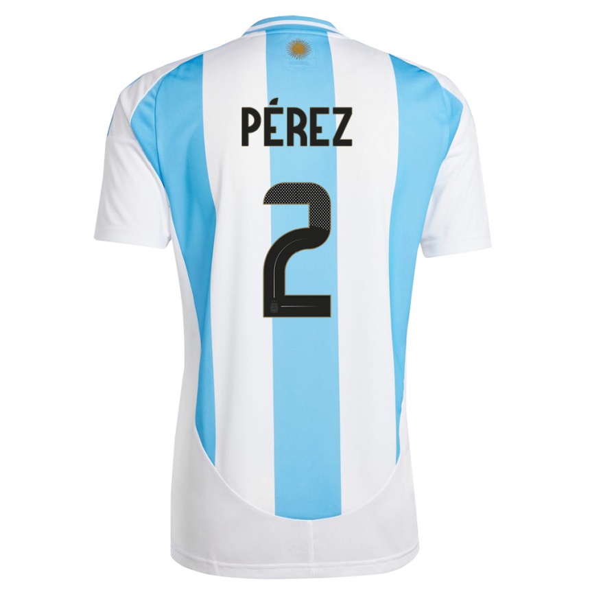 Niño Fútbol Camiseta Argentina Nehuen Perez #2 Blanco Azul 1ª Equipación 24-26 Perú