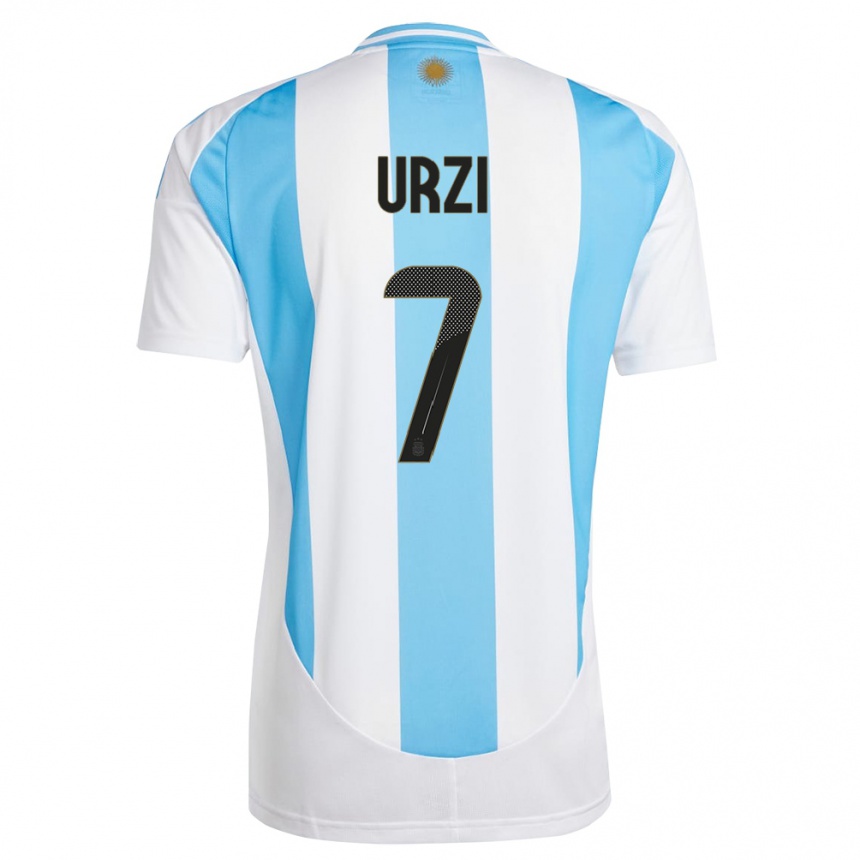 Niño Fútbol Camiseta Argentina Agustin Urzi #7 Blanco Azul 1ª Equipación 24-26 Perú