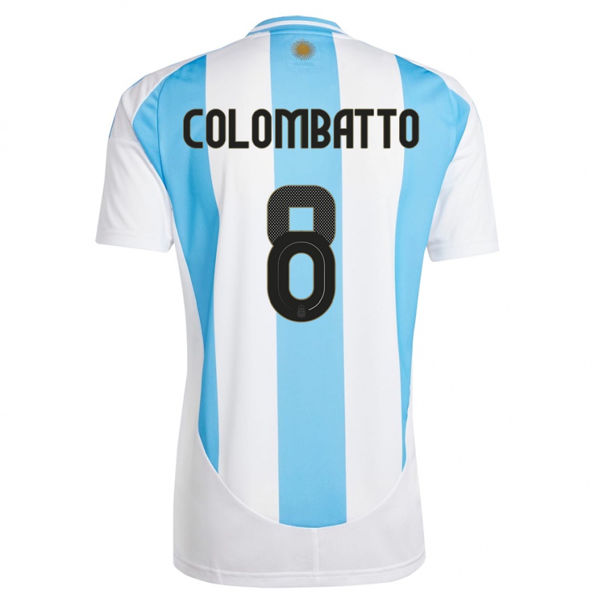 Niño Fútbol Camiseta Argentina Santiago Colombatto #8 Blanco Azul 1ª Equipación 24-26 Perú