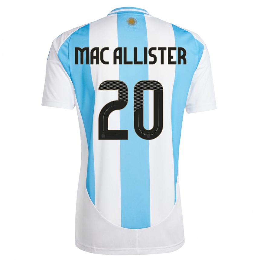 Niño Fútbol Camiseta Argentina Alexis Mac Allister #20 Blanco Azul 1ª Equipación 24-26 Perú