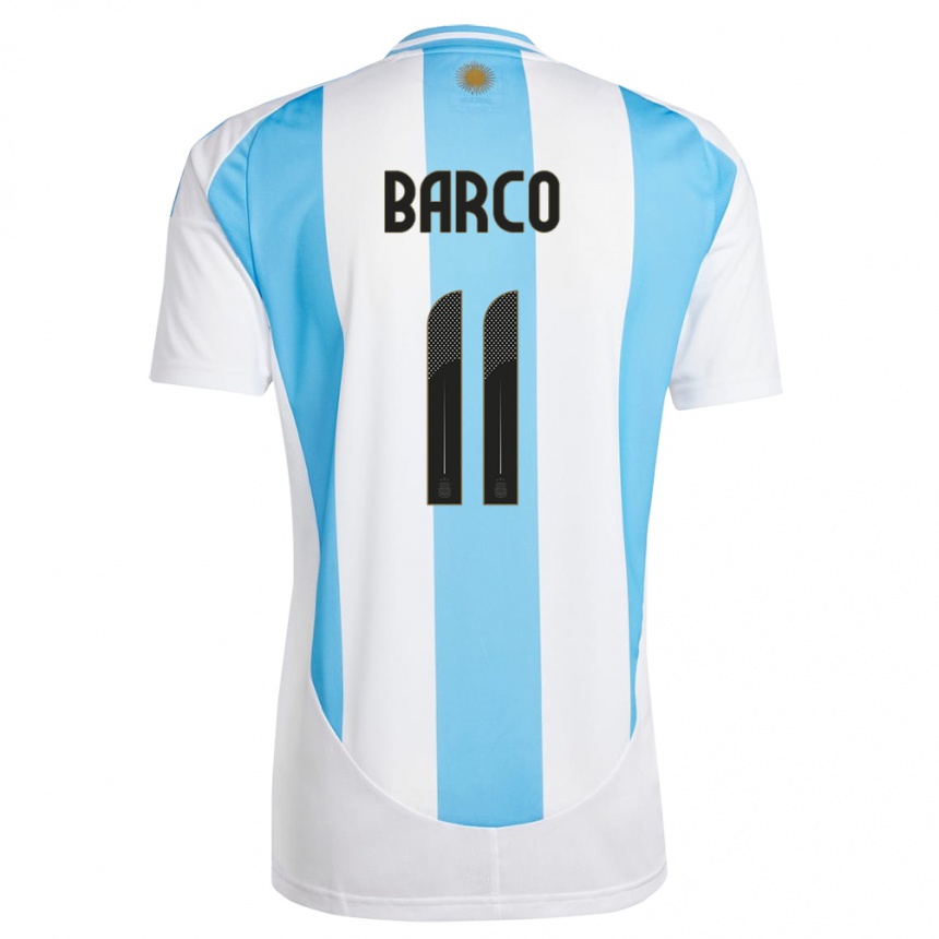 Niño Fútbol Camiseta Argentina Ezequiel Barco #11 Blanco Azul 1ª Equipación 24-26 Perú