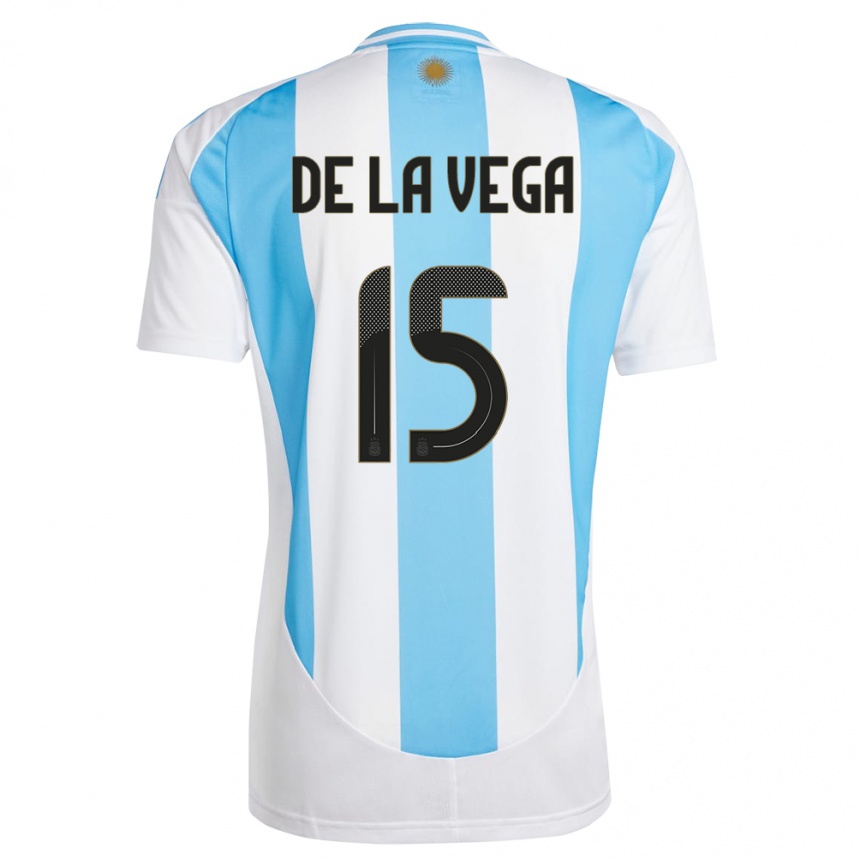 Niño Fútbol Camiseta Argentina Pedro De La Vega #15 Blanco Azul 1ª Equipación 24-26 Perú