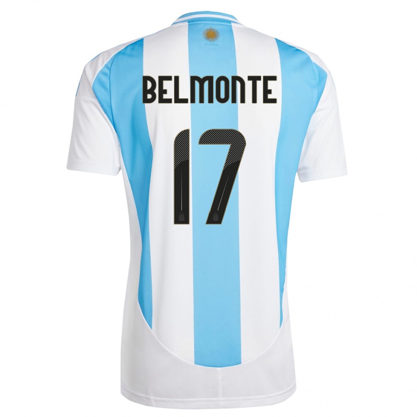 Niño Fútbol Camiseta Argentina Tomas Belmonte #17 Blanco Azul 1ª Equipación 24-26 Perú