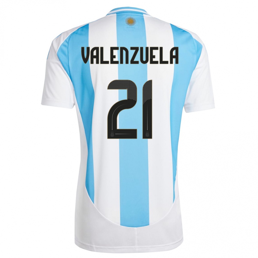 Niño Fútbol Camiseta Argentina Fernando Valenzuela #21 Blanco Azul 1ª Equipación 24-26 Perú