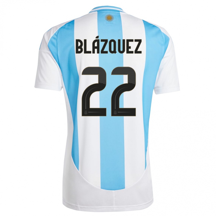 Niño Fútbol Camiseta Argentina Joaquin Blazquez #22 Blanco Azul 1ª Equipación 24-26 Perú