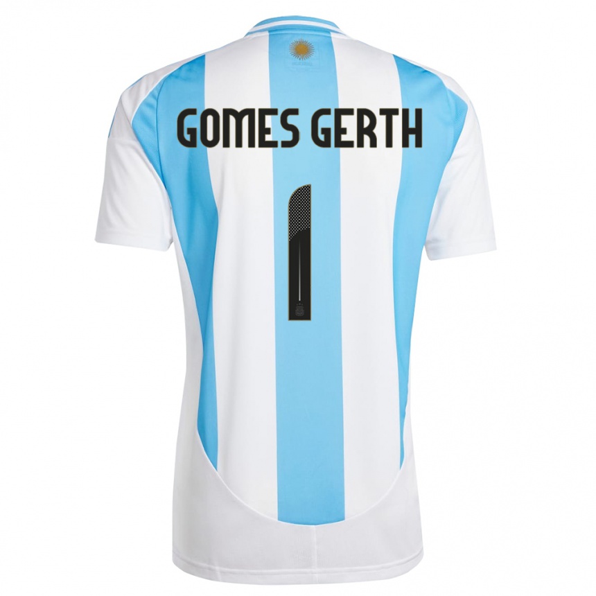 Niño Fútbol Camiseta Argentina Federico Gomes Gerth #1 Blanco Azul 1ª Equipación 24-26 Perú