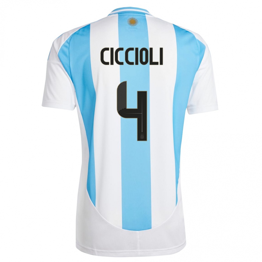 Niño Fútbol Camiseta Argentina Ulises Ciccioli #4 Blanco Azul 1ª Equipación 24-26 Perú