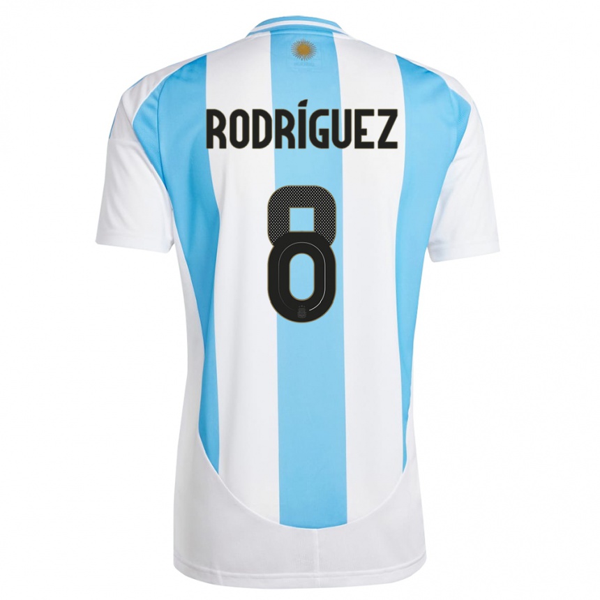 Niño Fútbol Camiseta Argentina Agustin Rodriguez #8 Blanco Azul 1ª Equipación 24-26 Perú