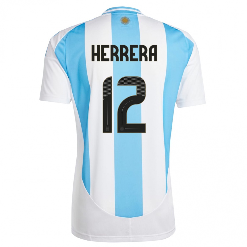 Niño Fútbol Camiseta Argentina Franco Herrera #12 Blanco Azul 1ª Equipación 24-26 Perú