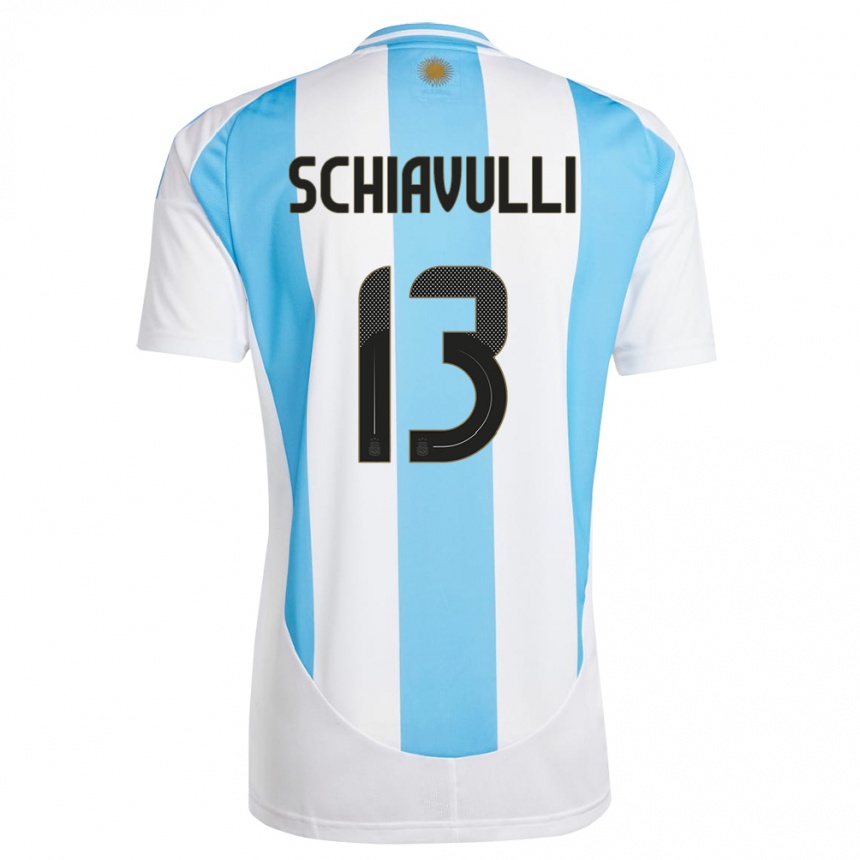 Niño Fútbol Camiseta Argentina Thiago Schiavulli #13 Blanco Azul 1ª Equipación 24-26 Perú