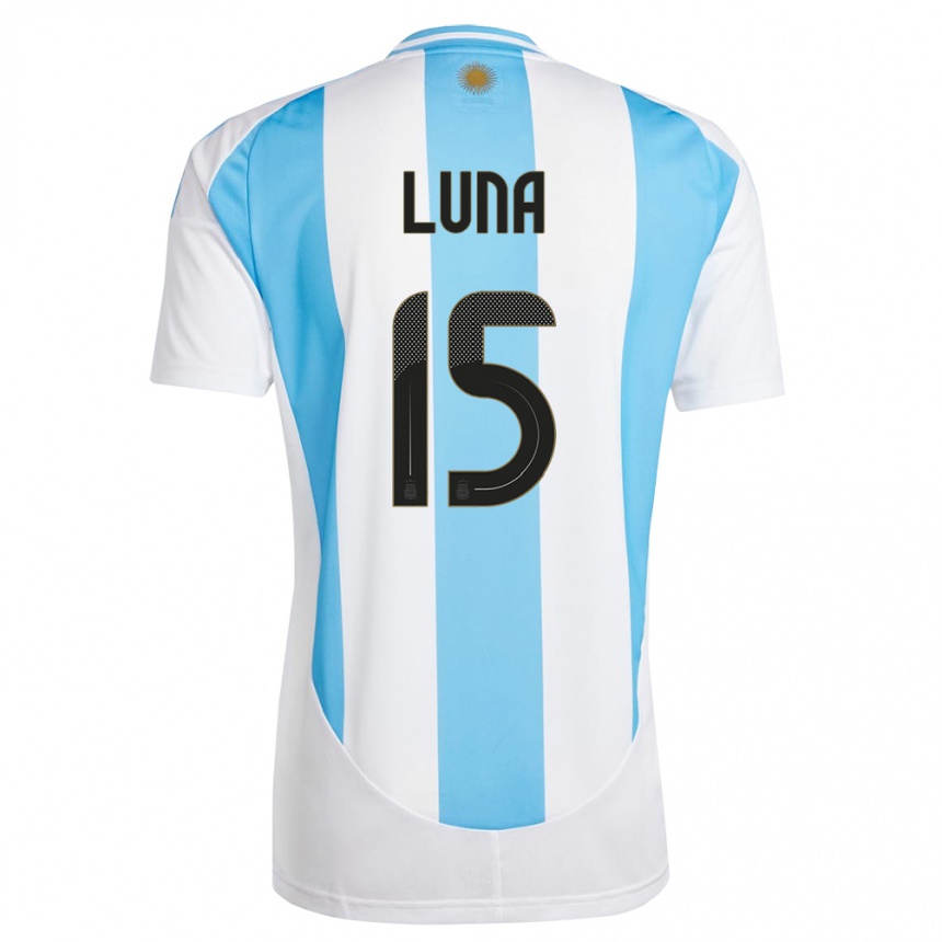 Niño Fútbol Camiseta Argentina Alex Luna #15 Blanco Azul 1ª Equipación 24-26 Perú