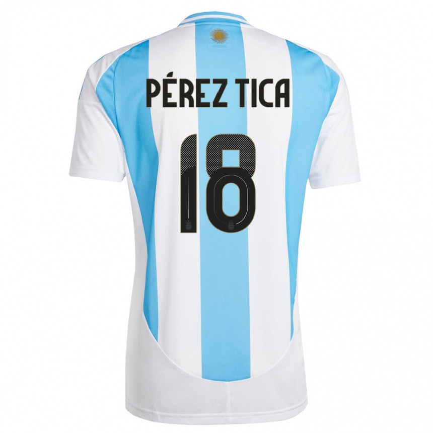 Niño Fútbol Camiseta Argentina Jeremias Perez Tica #18 Blanco Azul 1ª Equipación 24-26 Perú