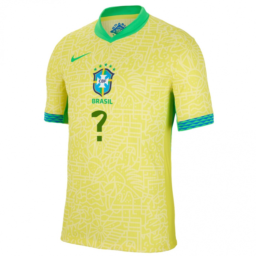 Niño Fútbol Camiseta Brasil Su Nombre #0 Amarillo 1ª Equipación 24-26 Perú