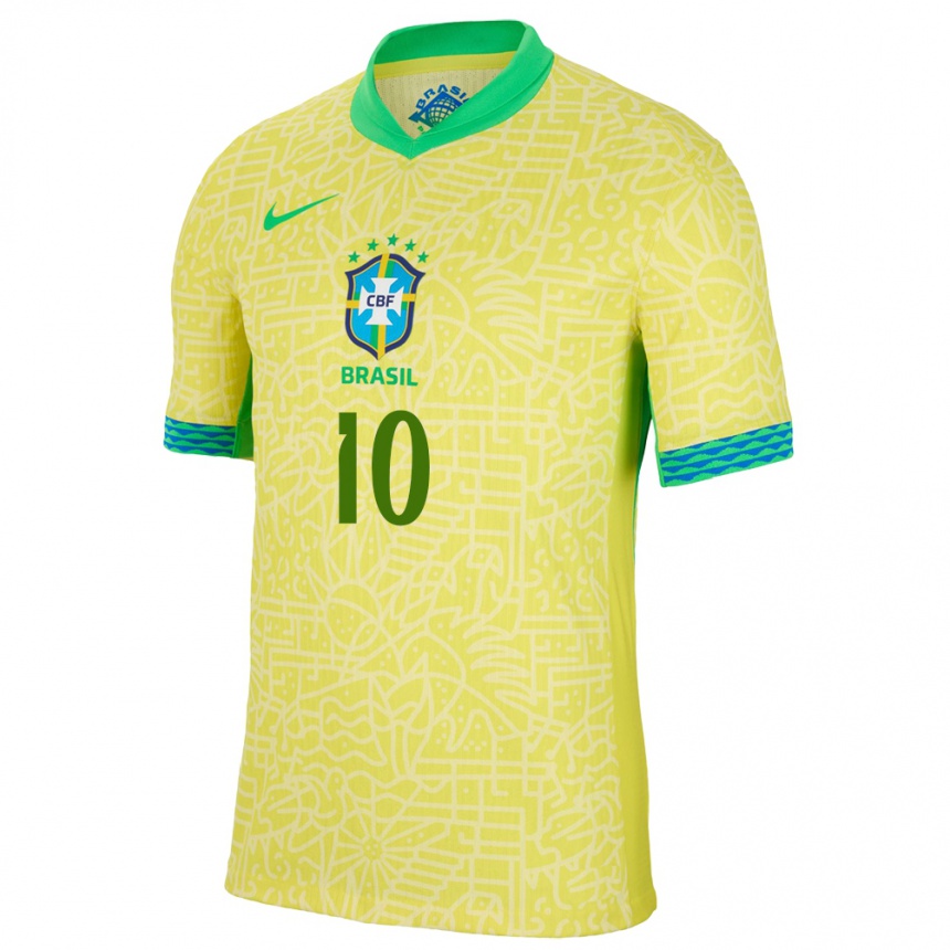 Niño Fútbol Camiseta Brasil Neymar #10 Amarillo 1ª Equipación 24-26 Perú