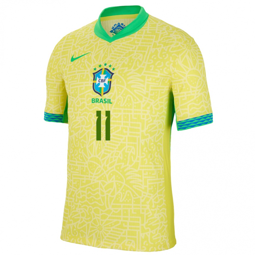 Niño Fútbol Camiseta Brasil Everton Ribeiro #11 Amarillo 1ª Equipación 24-26 Perú