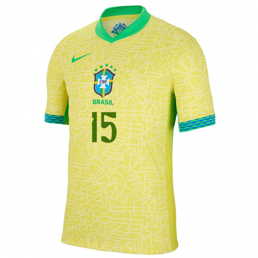 Niño Fútbol Camiseta Brasil Tainara #15 Amarillo 1ª Equipación 24-26 Perú