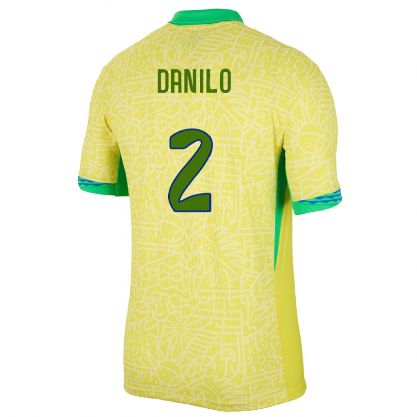 Niño Fútbol Camiseta Brasil Danilo #2 Amarillo 1ª Equipación 24-26 Perú