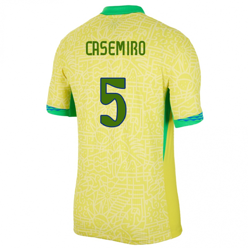 Niño Fútbol Camiseta Brasil Casemiro #5 Amarillo 1ª Equipación 24-26 Perú