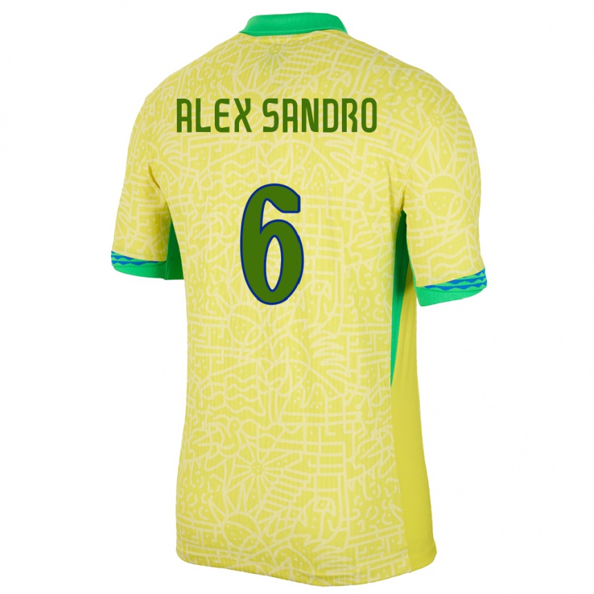 Niño Fútbol Camiseta Brasil Alex Sandro #6 Amarillo 1ª Equipación 24-26 Perú