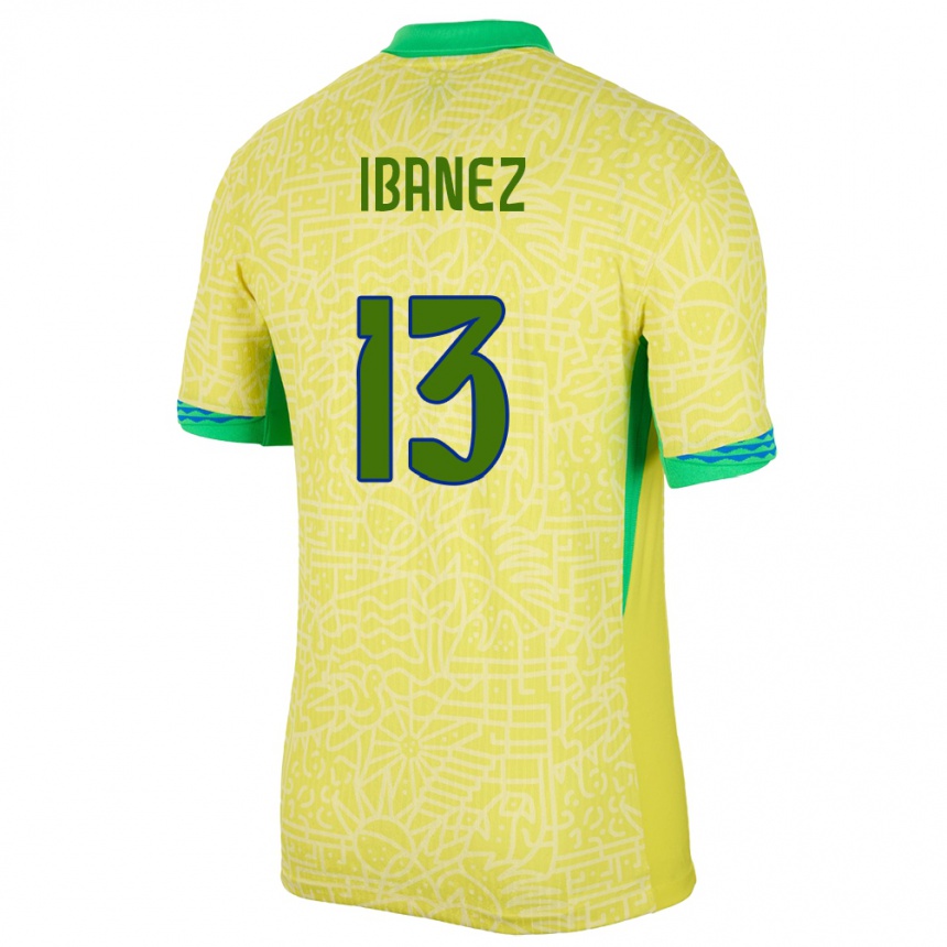 Niño Fútbol Camiseta Brasil Roger Ibanez #13 Amarillo 1ª Equipación 24-26 Perú