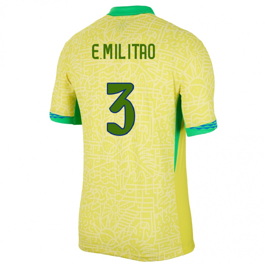 Niño Fútbol Camiseta Brasil Eder Militao #3 Amarillo 1ª Equipación 24-26 Perú