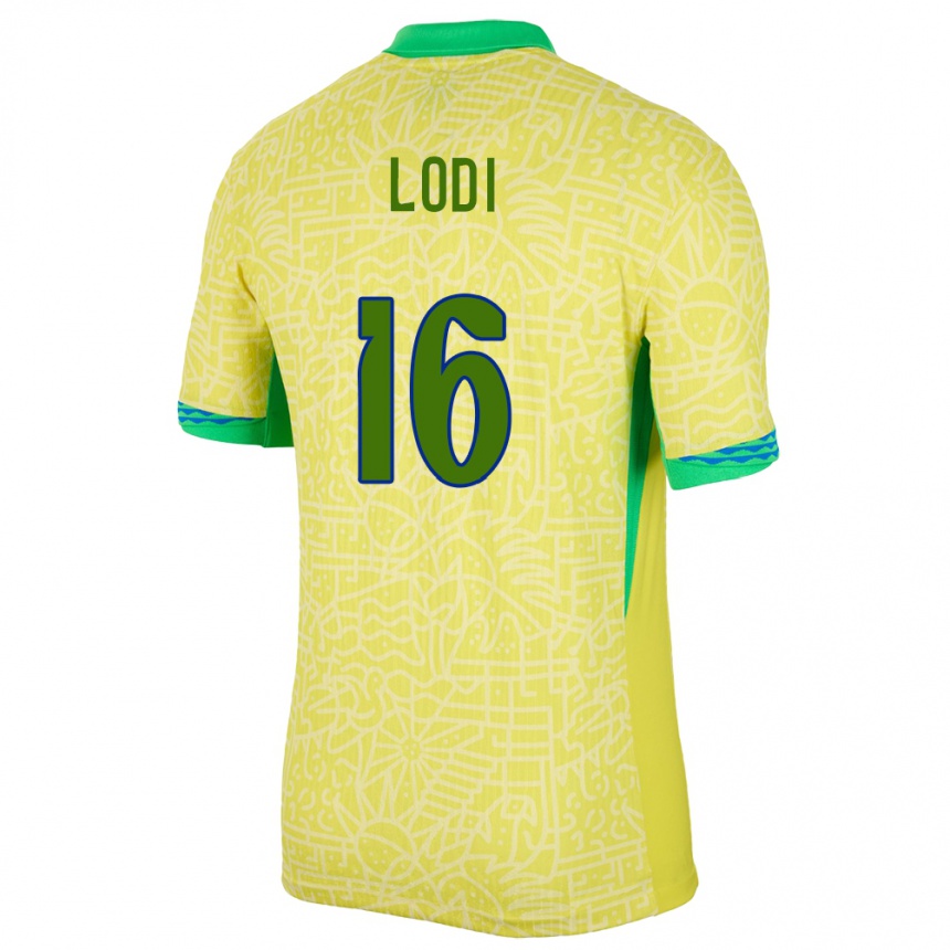 Niño Fútbol Camiseta Brasil Renan Lodi #16 Amarillo 1ª Equipación 24-26 Perú