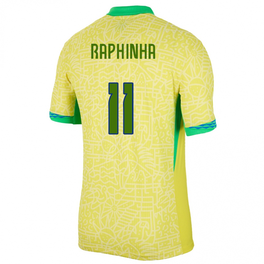 Niño Fútbol Camiseta Brasil Raphinha #11 Amarillo 1ª Equipación 24-26 Perú