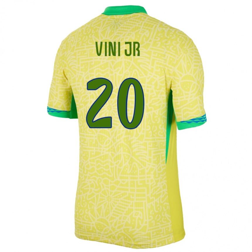 Niño Fútbol Camiseta Brasil Vinicius Junior #20 Amarillo 1ª Equipación 24-26 Perú