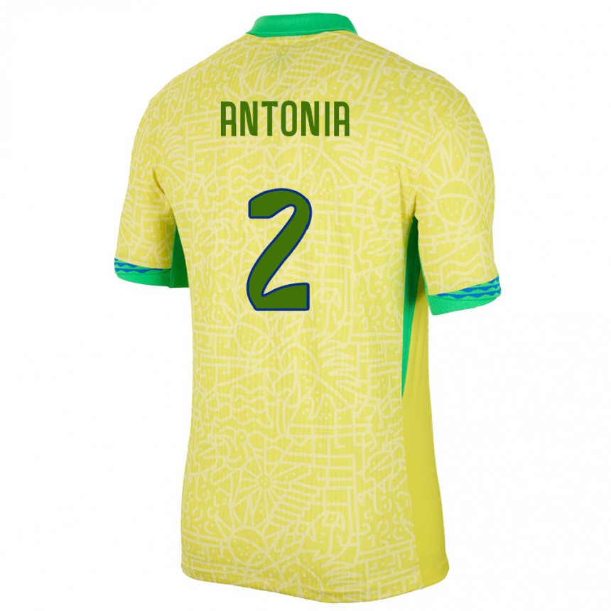 Niño Fútbol Camiseta Brasil Antonia #2 Amarillo 1ª Equipación 24-26 Perú