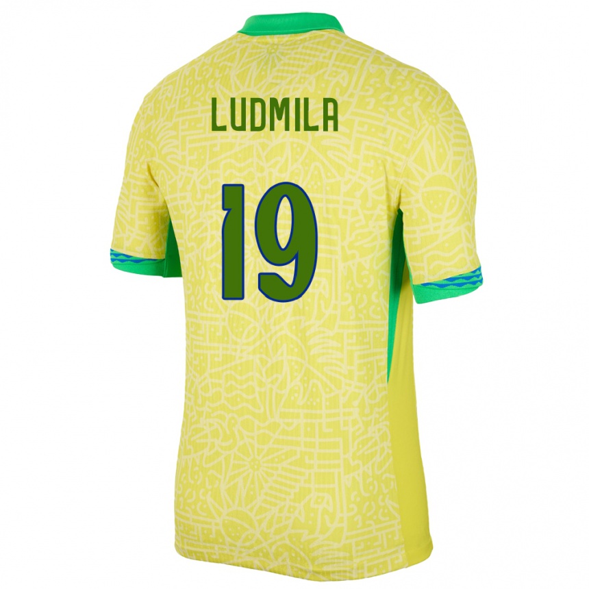 Niño Fútbol Camiseta Brasil Ludmila #19 Amarillo 1ª Equipación 24-26 Perú